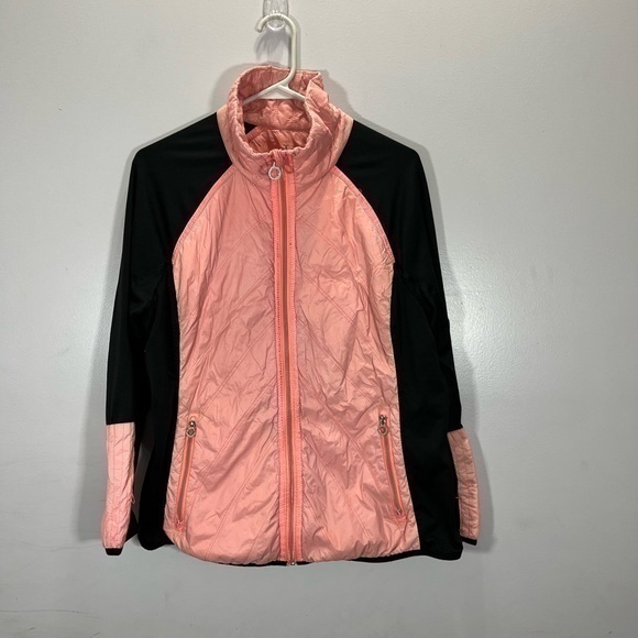 Calvin Klein Performance Women’s Pink Black Slick Full Zip Athletic Jacket - Picture 5 of 14